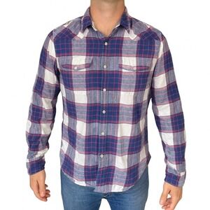 Paige Men's Plaid Flannel Button-Up Shirt Multicolor‎ Size S